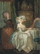 Attributed to henry pether Dame elegante a sa table de toilette avec une servante oil painting artist